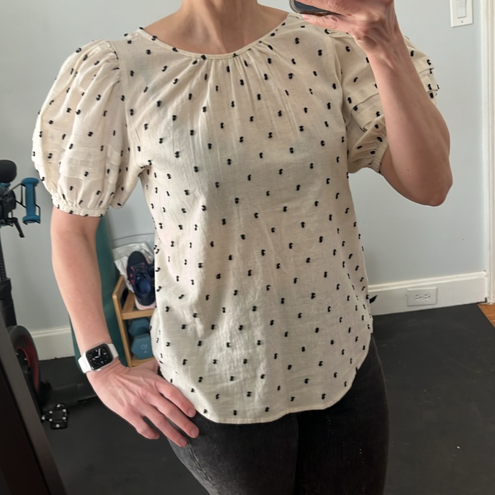 Madewell scoop back, Swiss dot shirt